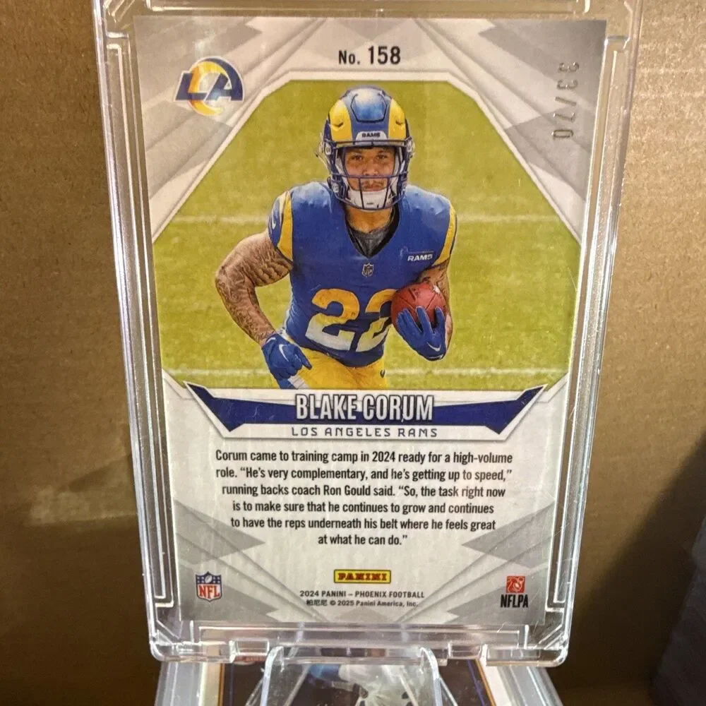 2024 Panini Phoenix Rookies Blake Corum RC Blue Hyper /70 #158 Rams